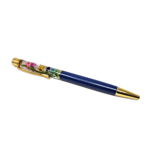 Gift - Pen - Floating Dried Flowers - Blue