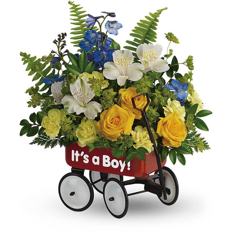 Sweet Little Wagon Bouquet - Blue